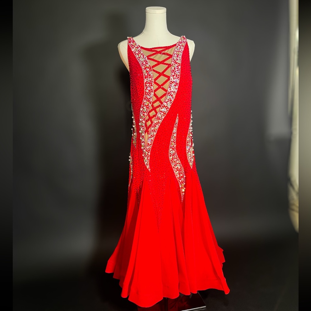 American Standard Red Ballroom Competion Dress